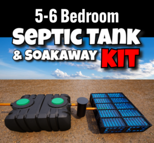 5 and 6 bedroom septic tank soakaway kit installed in a clay soil garden